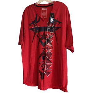 P. Diddy Sean John Red 100% Cotton 2XL Mens V Neck Logo Tshirt EST 1998 NWT